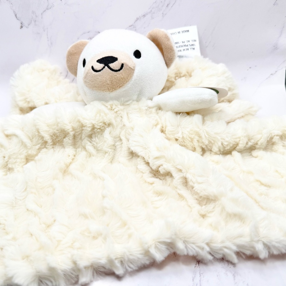 Dream Kids Cream Fluffy Lovey Security Blanket Teddy Bear Handheld Baby Blanket